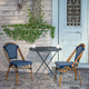 Navy & White/Natural Frame |#| 2 Pack All-Weather Commercial Paris Chairs with Bamboo Print Frame-Navy/White