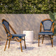 Navy & White/Natural Frame |#| 2 Pack All-Weather Commercial Paris Chairs with Bamboo Print Frame-Navy/White