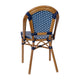 Navy & White/Natural Frame |#| 2 Pack All-Weather Commercial Paris Chairs with Bamboo Print Frame-Navy/White