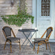 Black & White/Natural Frame |#| 2 Pack All-Weather Commercial Paris Chairs with Bamboo Print Frame-Black/White