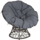 Gray Cushion/Gray Frame |#| Swivel Patio Papasan Lounge Chair with Dark Gray Cushion - Accent Chair