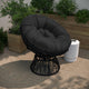 Black Cushion/Black Frame |#| Black Swivel Patio Papasan Lounge Chair with Black Cushion - Accent Chair