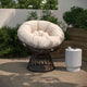 Beige Cushion/Brown Frame |#| Brown Swivel Patio Papasan Lounge Chair with Beige Cushion - Accent Chair