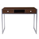 Dark Wood Grain Finish Desk with Two Drawers and Silver Metal Frame