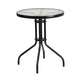 Gray |#| 3 Piece Patio Dining Set - 23.75inch Round Glass Table, 2 Gray Flex Stack Chairs