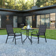 Black |#| 3 Piece Patio Dining Set - 23.75inch Round Glass Table, 2 Black Flex Stack Chairs