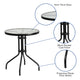 Brown |#| 3 Piece Patio Dining Set - 23.75inch Round Glass Table, 2 Brown Flex Stack Chairs