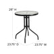 Brown |#| 3 Piece Patio Dining Set - 23.75inch Round Glass Table, 2 Brown Flex Stack Chairs