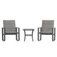 Gray |#| 3 Piece All-Weather Rocking Chairs and Glass Top Table Bistro Set - Gray/Black