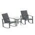 Brazos 3 Piece Outdoor Rocking Chair Bistro Set with Flex Comfort Material and Metal Framed Glass Top Table