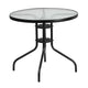 Gray |#| 5 Piece Patio Dining Set - 31.5inch Round Glass Table, 4 Gray Flex Stack Chairs