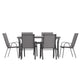 Gray |#| Commercial 7 Pc Outdoor Patio Dining Set with Glass Table and 6 Chairs - Gray