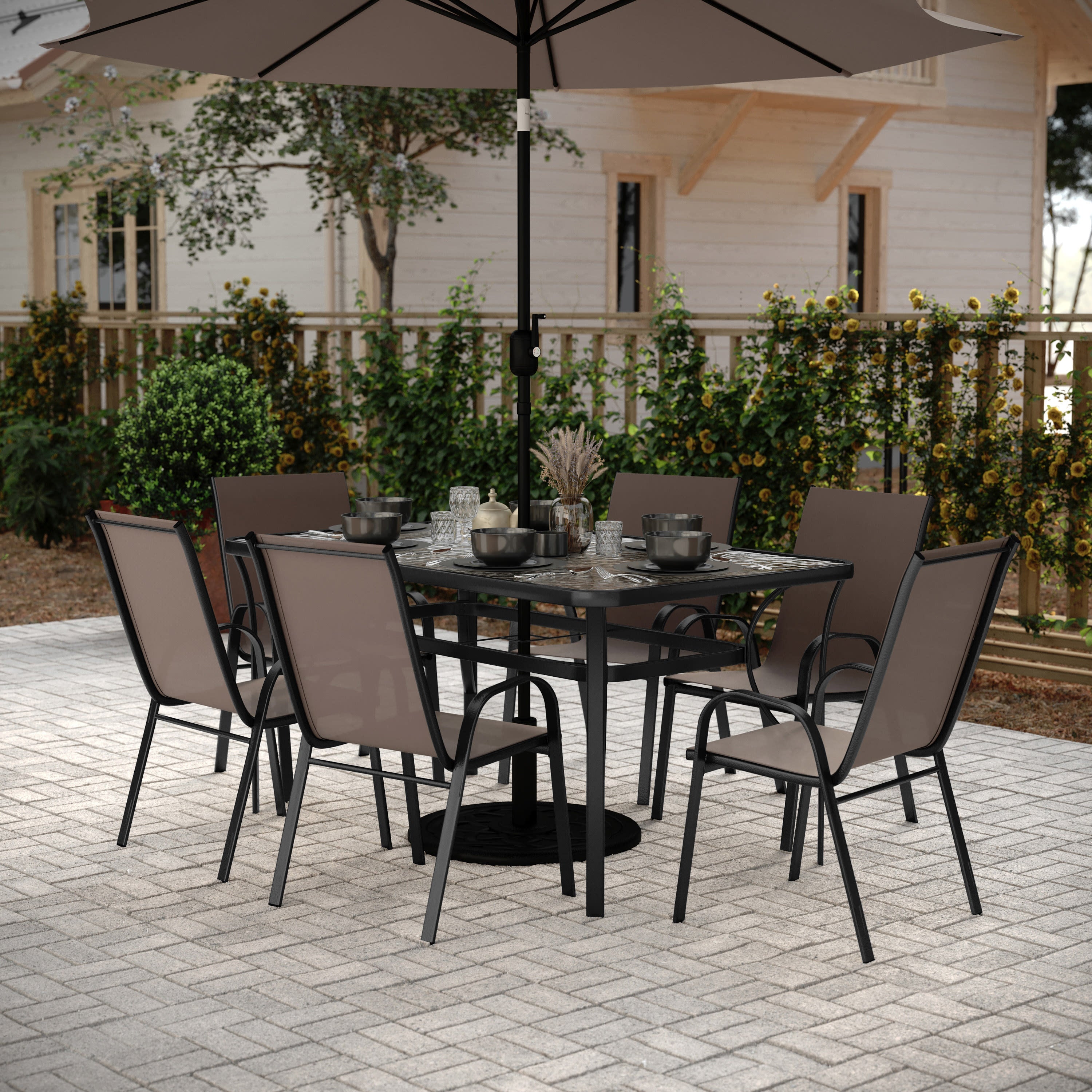Patio glass table and chairs hotsell