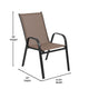 Brown |#| Commercial 7 Pc Outdoor Patio Dining Set with Glass Table and 6 Chairs - Brown