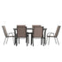 Brazos 7 Piece Commercial Grade Patio Dining Set with Tempered Glass Patio Table and 6 Chairs with Flex Comfort Material Seats and Backs