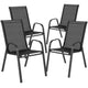 Black |#| 7 Piece Patio Dining Set - 55inch Glass Patio Table, 6 Black Flex Stack Chairs
