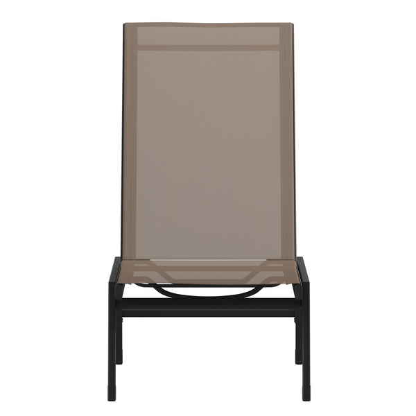 Brown |#| All-Weather Textilene Adjustable Chaise Lounge Chair - Black/Brown