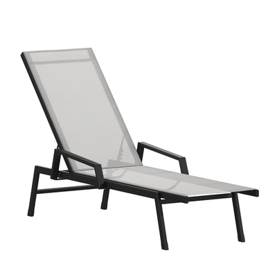 Brazos Adjustable Chaise Lounge Chair with Arms, All-Weather Outdoor Five-Position Recliner