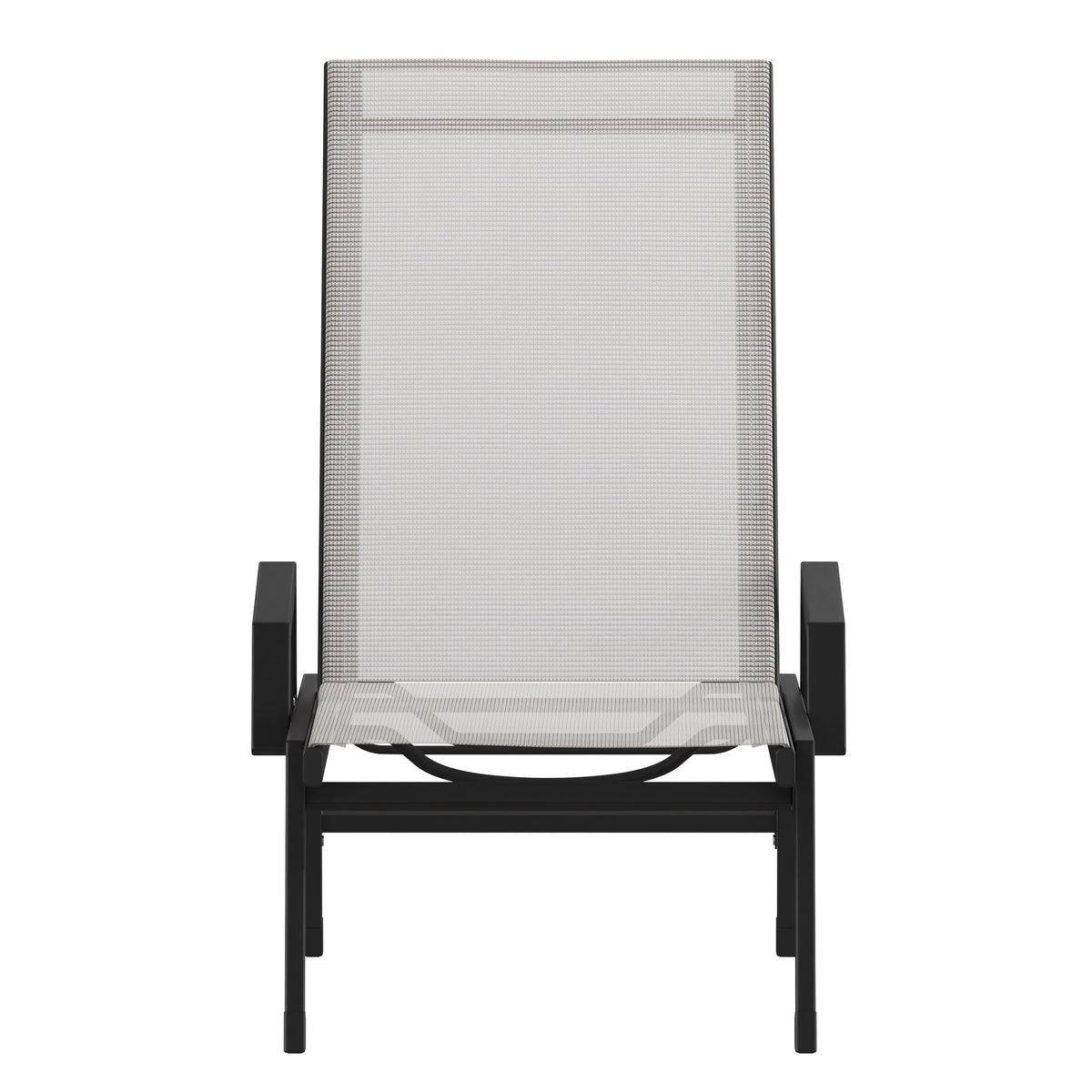 Gray |#| All-Weather Textilene Adjustable Chaise Lounge Chair with Arms - Black/Gray