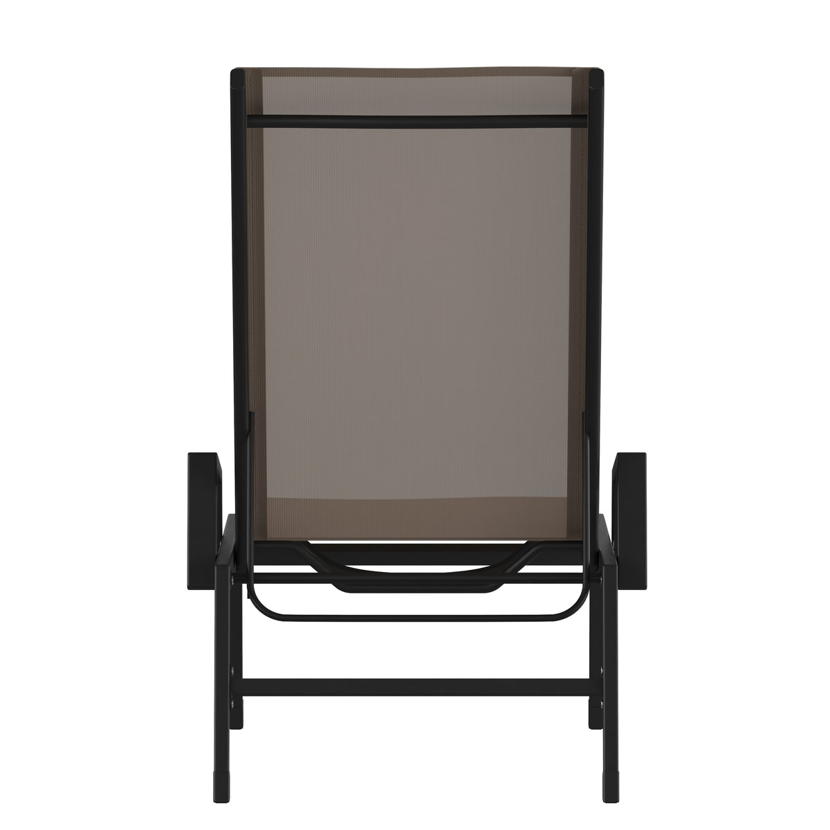 Brown |#| All-Weather Textilene Adjustable Chaise Lounge Chair with Arms - Black/Brown