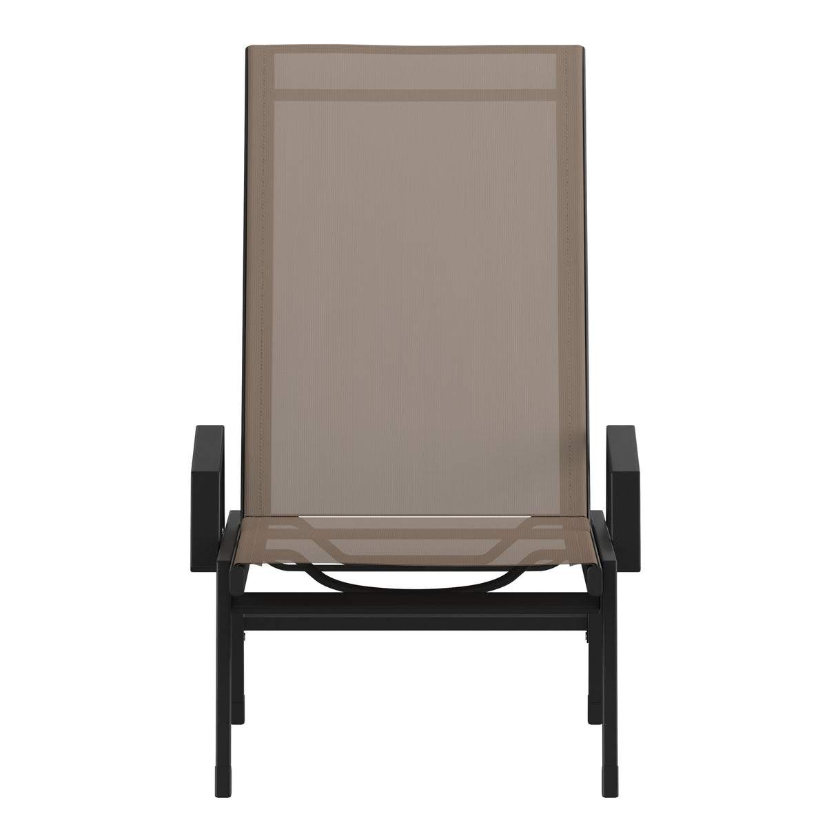 Brown |#| All-Weather Textilene Adjustable Chaise Lounge Chair with Arms - Black/Brown