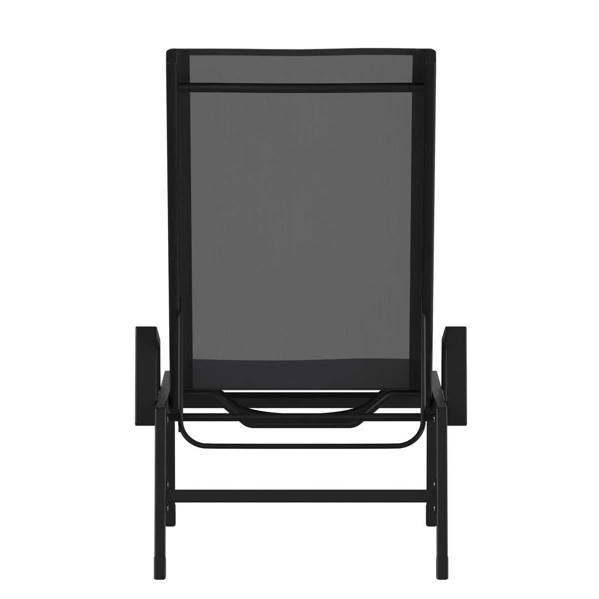 Black/Black |#| All-Weather Textilene Adjustable Chaise Lounge Chair with Arms - Black/Black