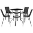 Brazos Outdoor Dining Set - 4-Person Bistro Set - Outdoor Glass Bar Table with All-Weather Patio Stools