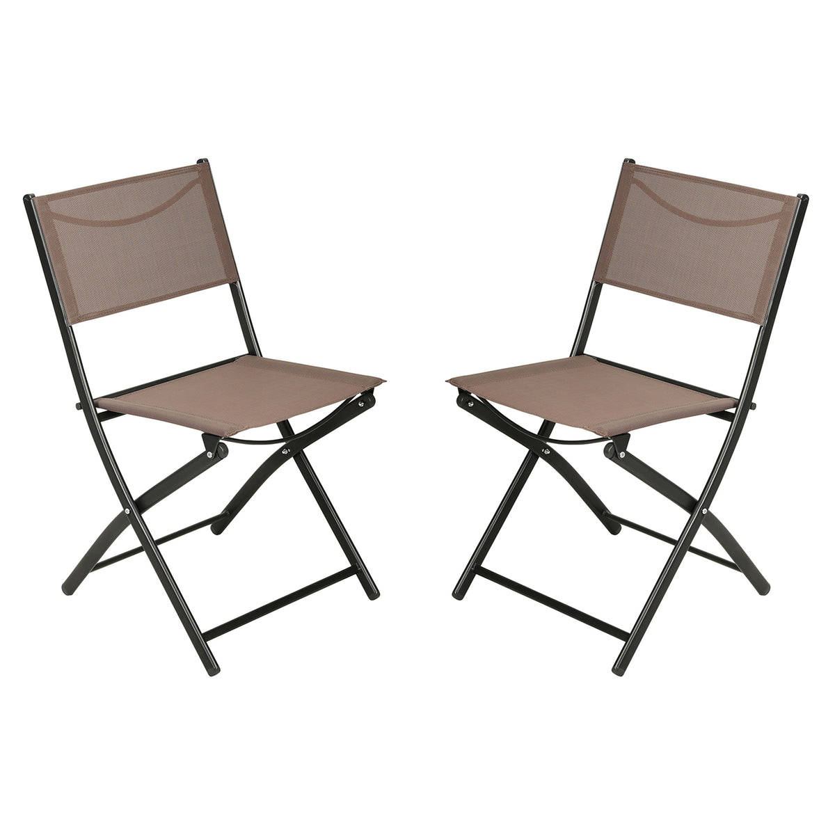 Brown |#| 2 Pack Commercial Outdoor Flex Comfort Folding Chair with Metal Frame in Brown