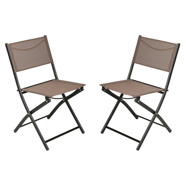 Brown |#| 2 Pack Commercial Outdoor Flex Comfort Folding Chair with Metal Frame in Brown