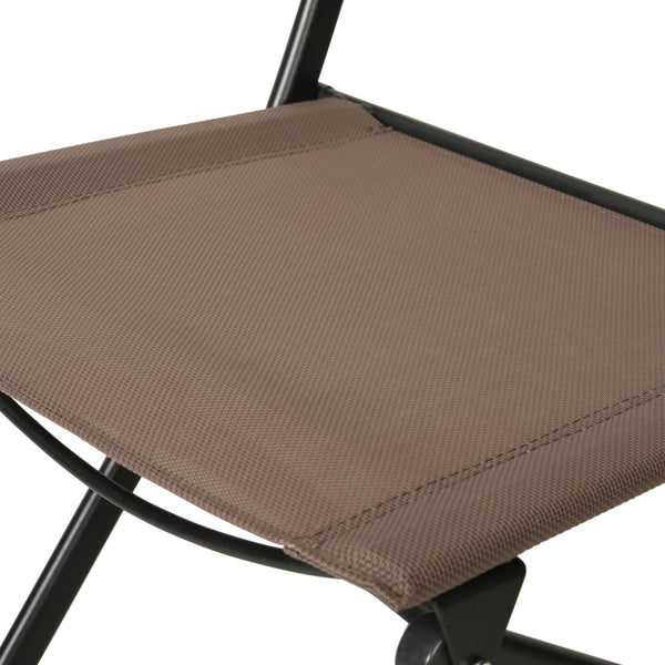 Brown |#| 2 Pack Commercial Outdoor Flex Comfort Folding Chair with Metal Frame in Brown