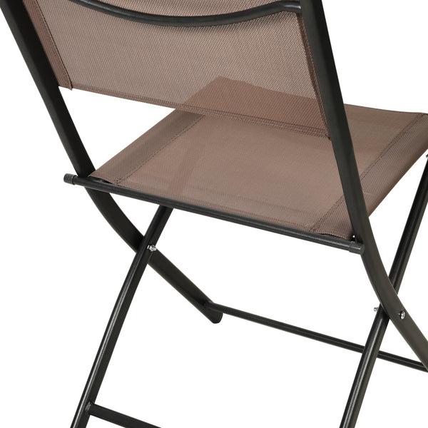 Brown |#| 2 Pack Commercial Outdoor Flex Comfort Folding Chair with Metal Frame in Brown