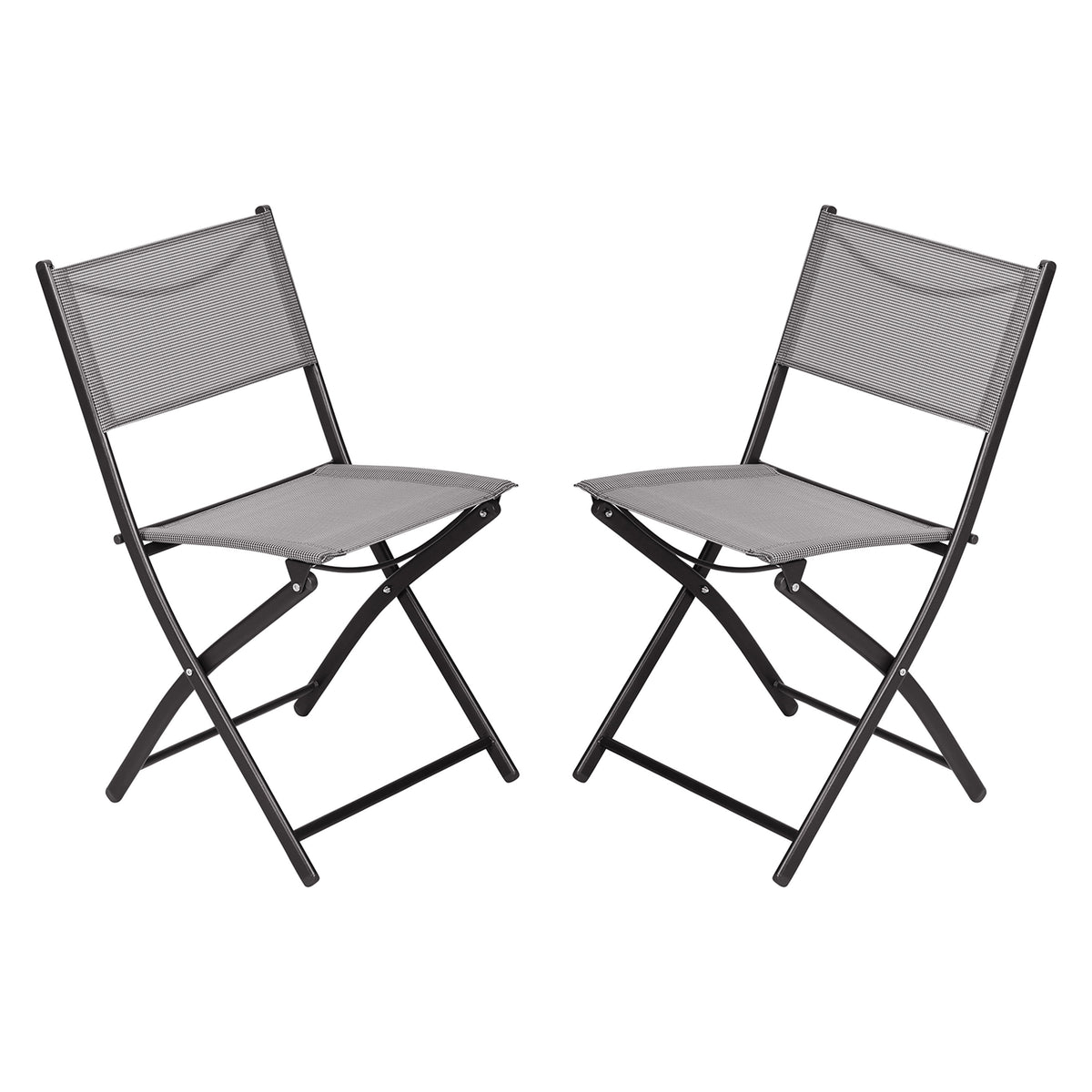 Gray |#| 2 Pack Commercial Outdoor Flex Comfort Folding Chair with Metal Frame in Gray