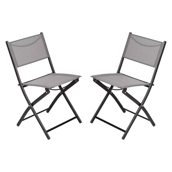 Gray |#| 2 Pack Commercial Outdoor Flex Comfort Folding Chair with Metal Frame in Gray