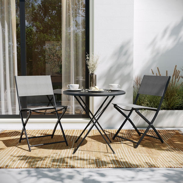 Gray |#| 2 Pack Commercial Outdoor Flex Comfort Folding Chair with Metal Frame in Gray