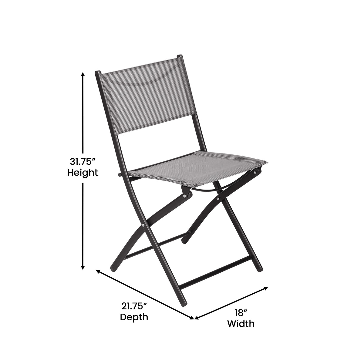 Gray |#| 2 Pack Commercial Outdoor Flex Comfort Folding Chair with Metal Frame in Gray