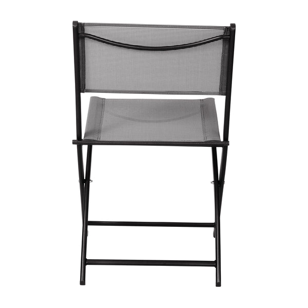 Gray |#| 2 Pack Commercial Outdoor Flex Comfort Folding Chair with Metal Frame in Gray