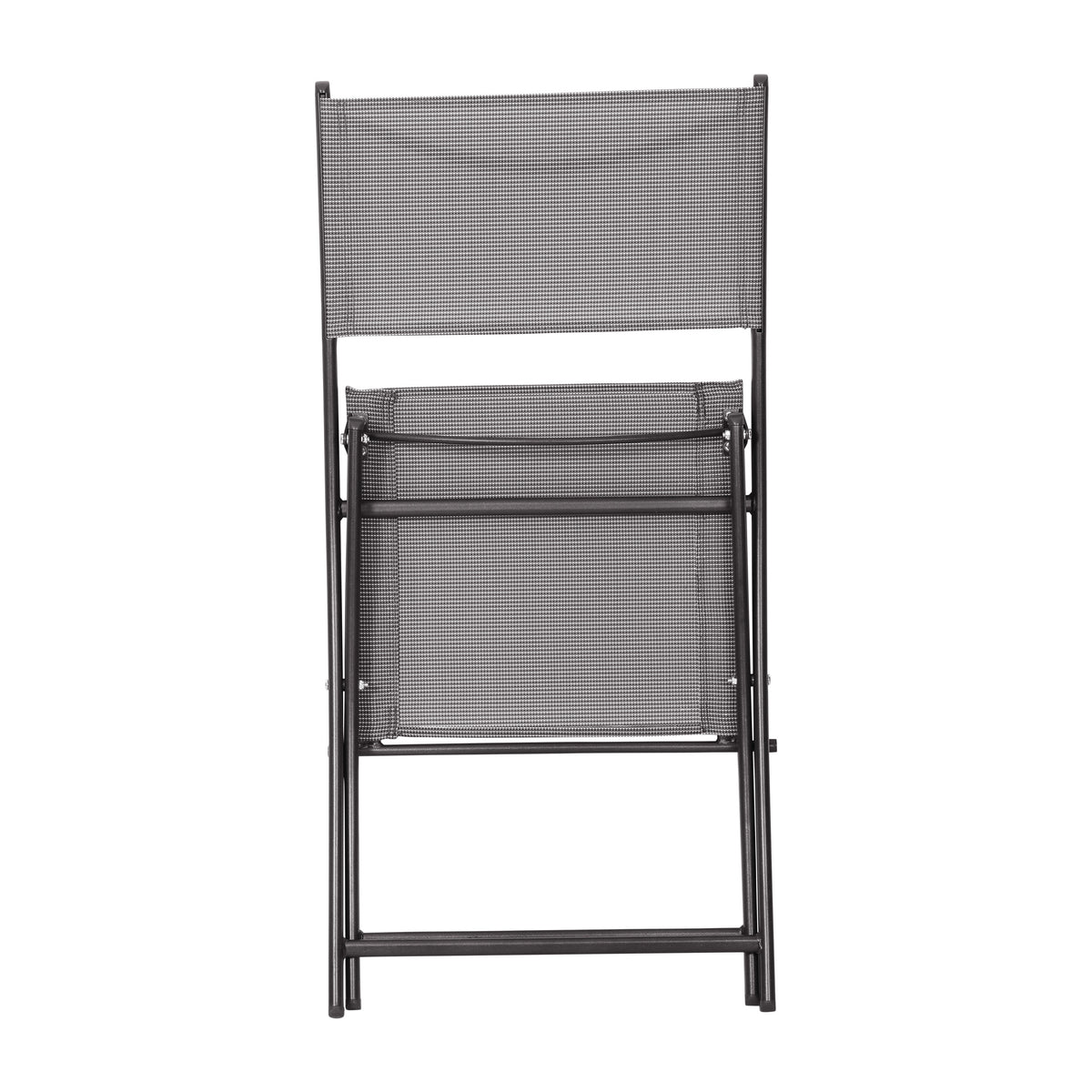 Gray |#| 2 Pack Commercial Outdoor Flex Comfort Folding Chair with Metal Frame in Gray
