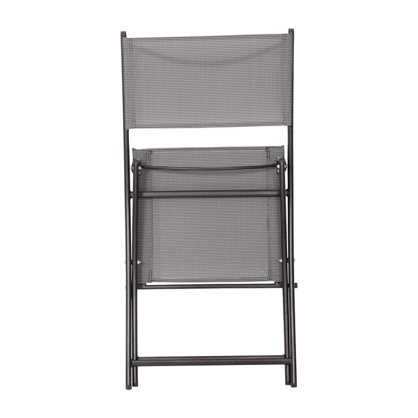 Gray |#| 2 Pack Commercial Outdoor Flex Comfort Folding Chair with Metal Frame in Gray