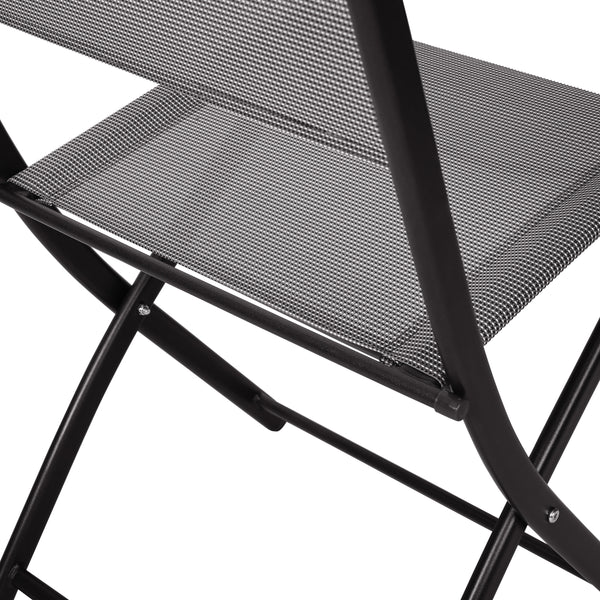 Gray |#| 2 Pack Commercial Outdoor Flex Comfort Folding Chair with Metal Frame in Gray