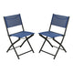 Navy |#| 2 Pack Commercial Outdoor Flex Comfort Folding Chair with Metal Frame in Navy
