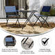 Navy |#| 2 Pack Commercial Outdoor Flex Comfort Folding Chair with Metal Frame in Navy