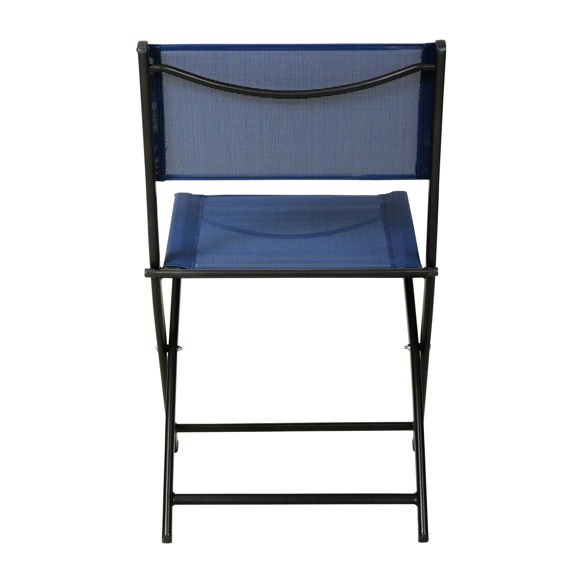 Navy |#| 2 Pack Commercial Outdoor Flex Comfort Folding Chair with Metal Frame in Navy
