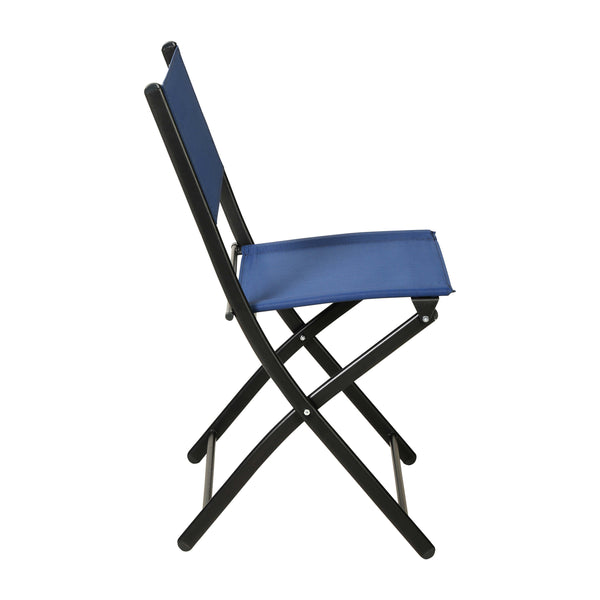 Navy |#| 2 Pack Commercial Outdoor Flex Comfort Folding Chair with Metal Frame in Navy