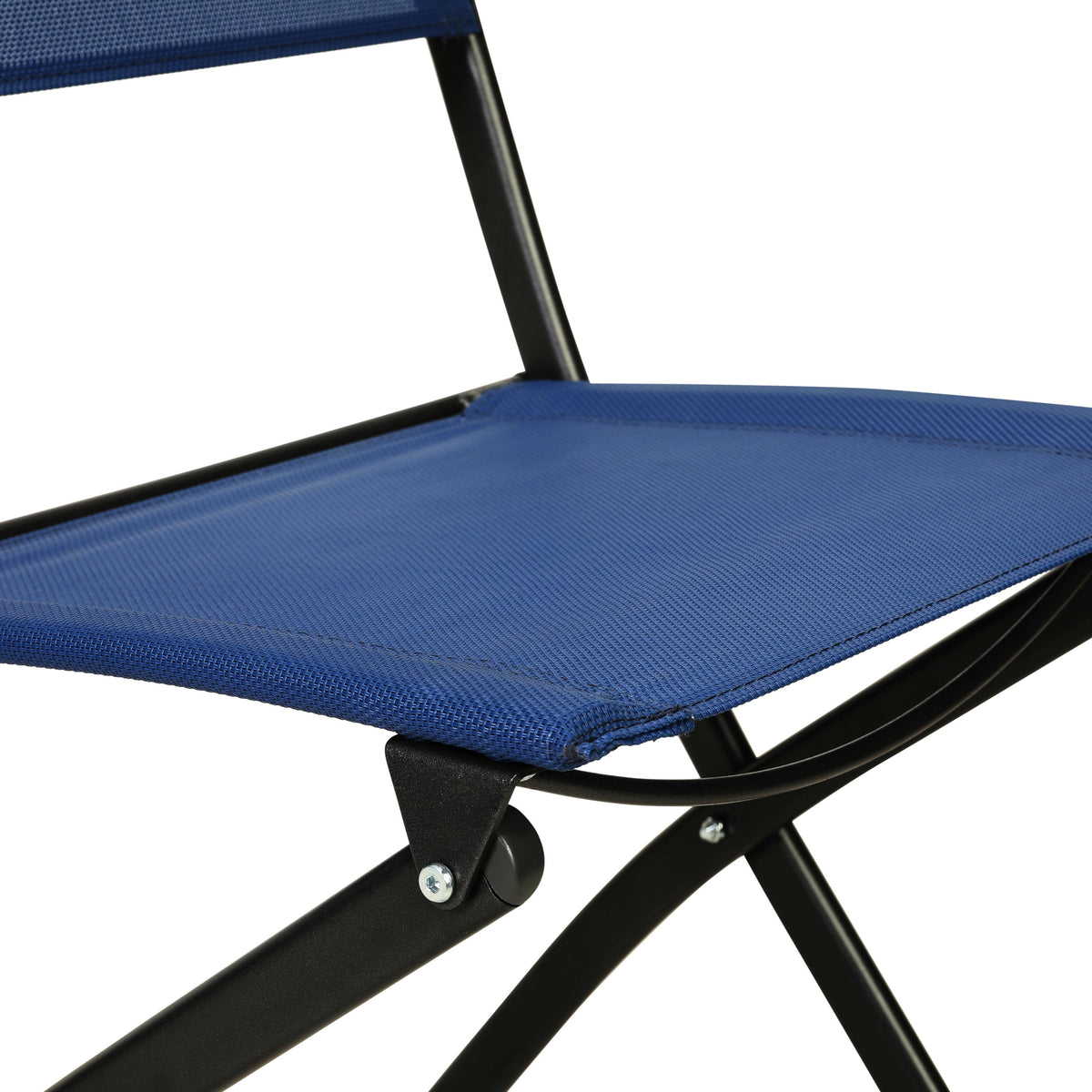 Navy |#| 2 Pack Commercial Outdoor Flex Comfort Folding Chair with Metal Frame in Navy