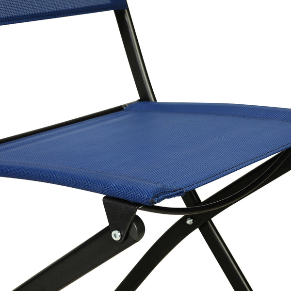 Navy |#| 2 Pack Commercial Outdoor Flex Comfort Folding Chair with Metal Frame in Navy