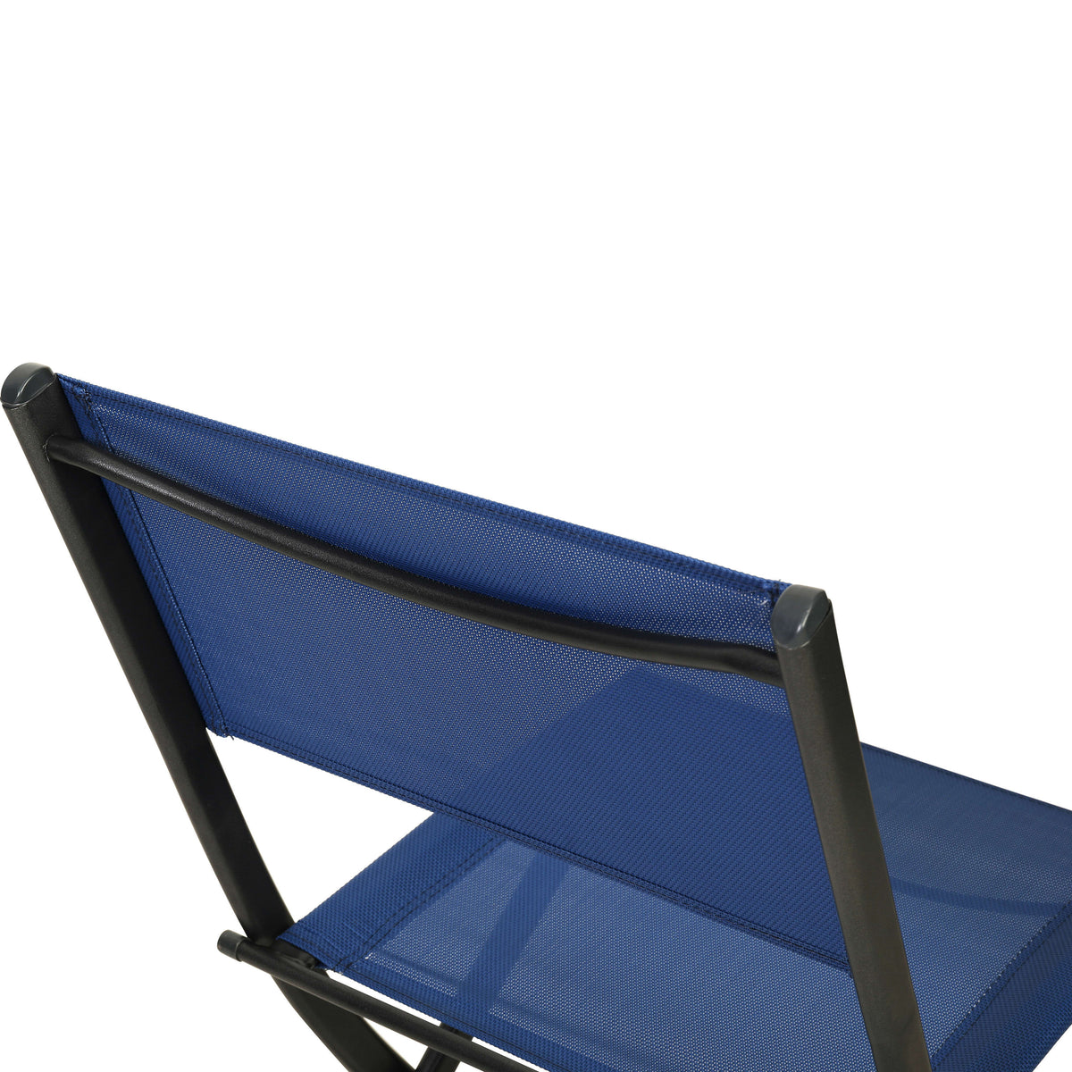 Navy |#| 2 Pack Commercial Outdoor Flex Comfort Folding Chair with Metal Frame in Navy