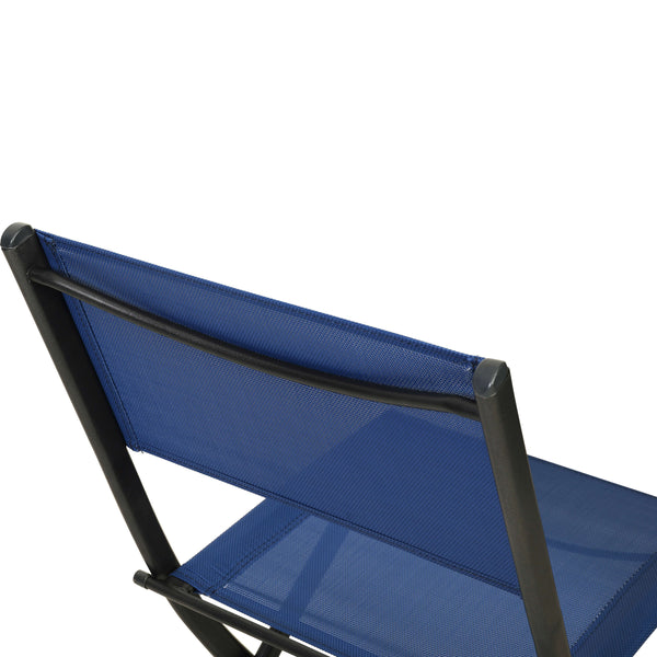 Navy |#| 2 Pack Commercial Outdoor Flex Comfort Folding Chair with Metal Frame in Navy
