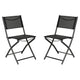 Black |#| 2 Pack Commercial Outdoor Flex Comfort Folding Chair with Metal Frame in Black
