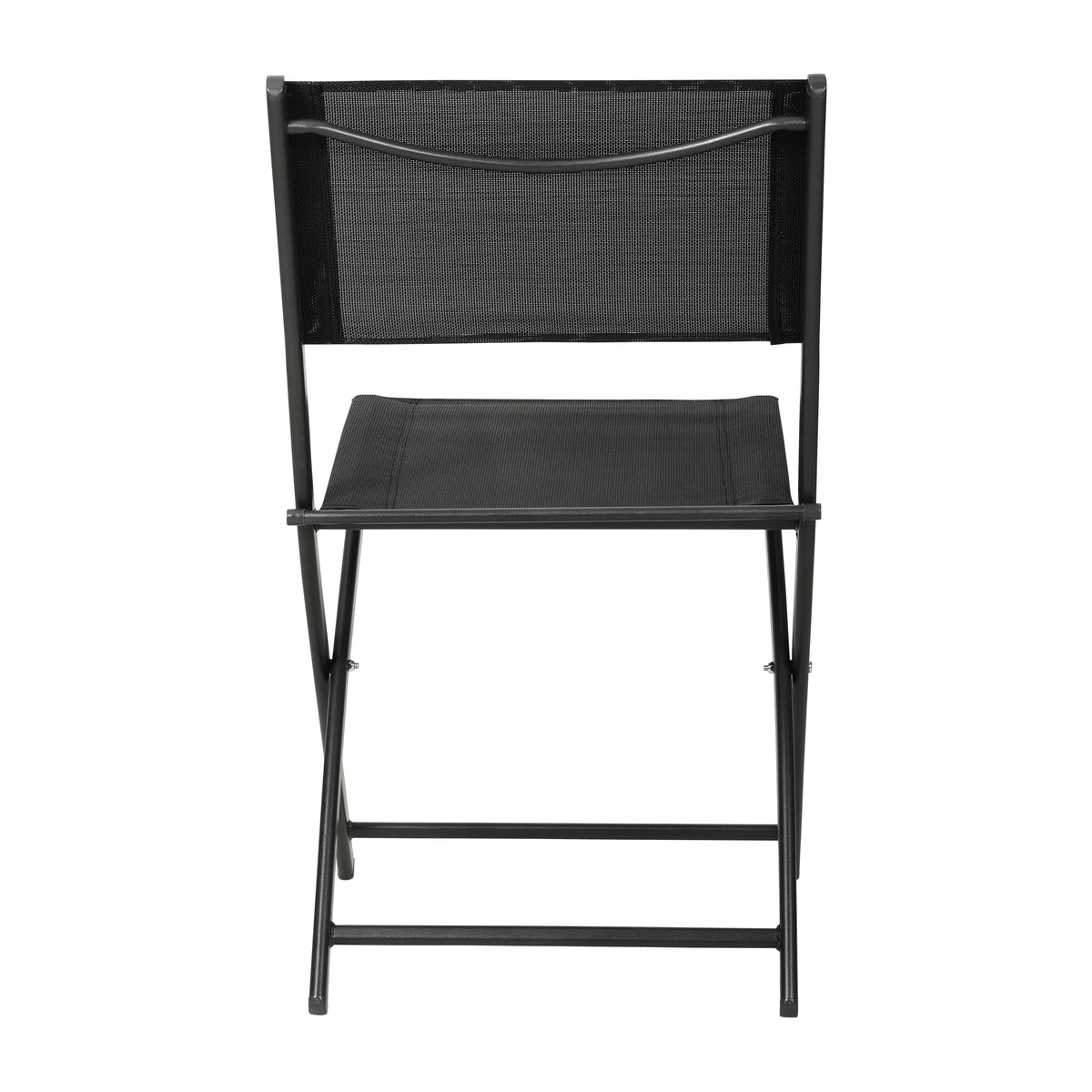 Black |#| 2 Pack Commercial Outdoor Flex Comfort Folding Chair with Metal Frame in Black