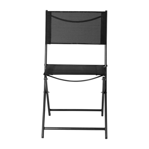 Black |#| 2 Pack Commercial Outdoor Flex Comfort Folding Chair with Metal Frame in Black